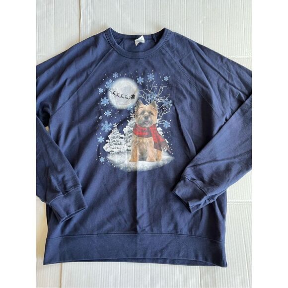 Delta Fleece size 2X dog winter scene print sweatshirt - Picture 4 of 9